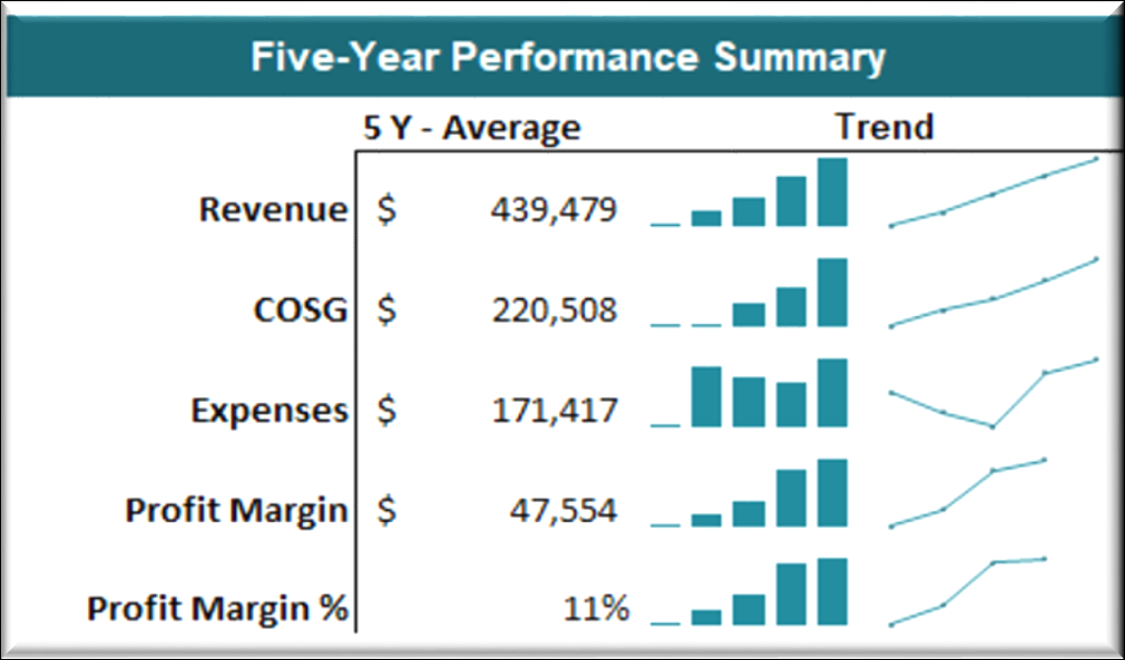 five-year performance summary